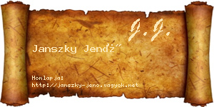 Janszky Jenő névjegykártya