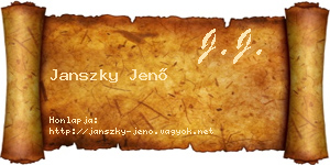 Janszky Jenő névjegykártya